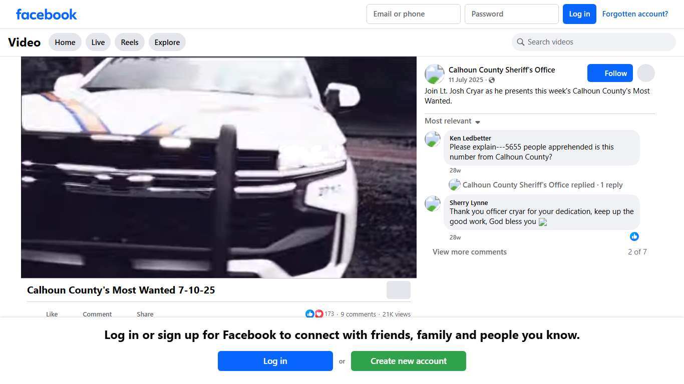 Join Lt. Josh Cryar as he presents this week's Calhoun County's Most Wanted. Calhoun County Sheriff's Office Facebook