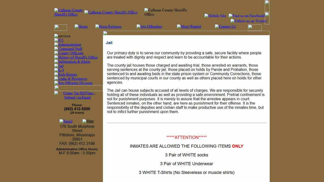 Jail - Calhoun County Sheriff MS